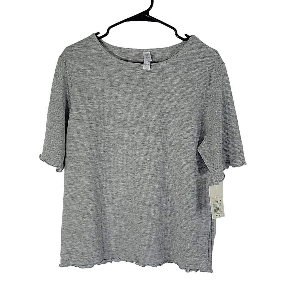 Stars Above Crew Neck Top, Gray, Sz L, NWT